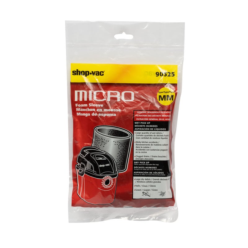 SHOPVAC Shop-Vac 9052500 Micro Foam Sleeve, Type MM, Effective Filtration, Fits Micro 1 Gallon Wet/Dry Vac (Model MC150A), (1-Pack) - Image 3